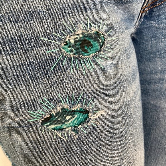 Custom Distressed Boro Sashiko Acid Faded Blue Jeans - Picture 8 of 17